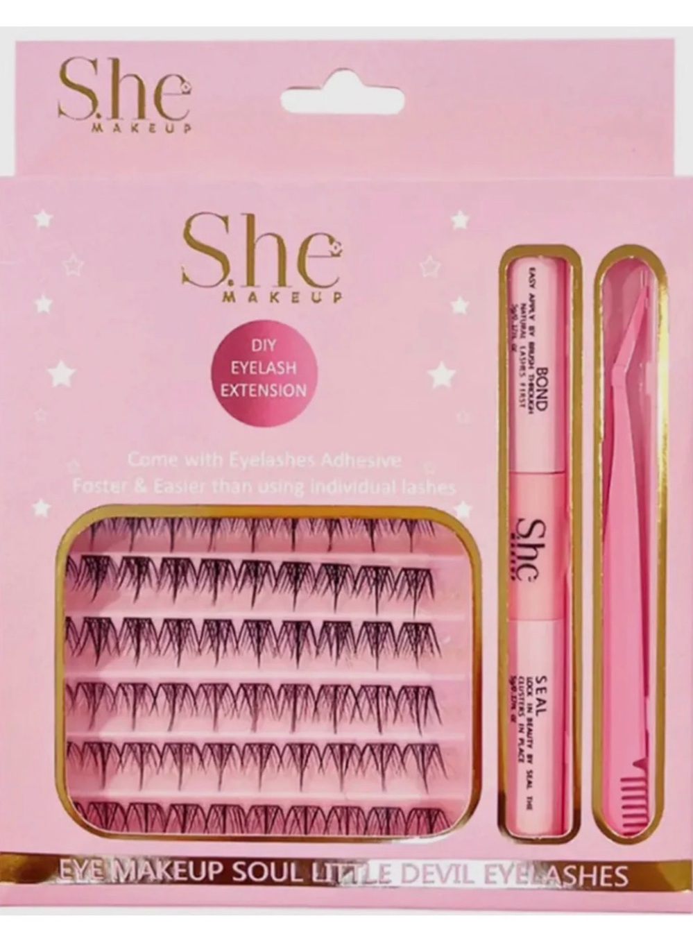 She Makeup DIY Eyelash Extension Kit - Pink Packaging